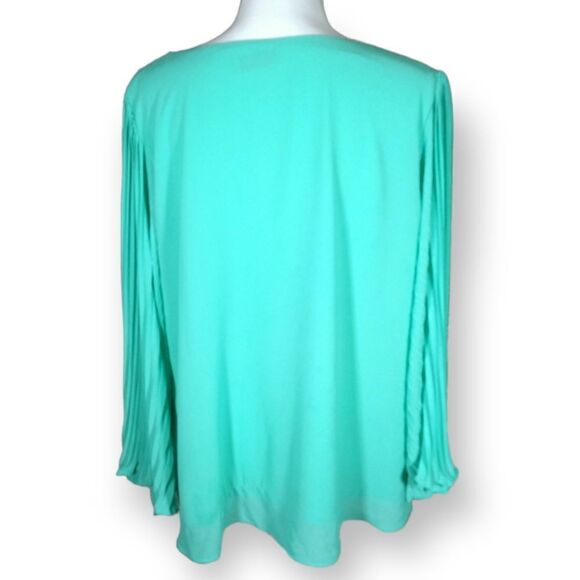 WALL ST MINT PLEATED SLEEVE BLOUSE SZ.L/XL EUC - Picture 3 of 4